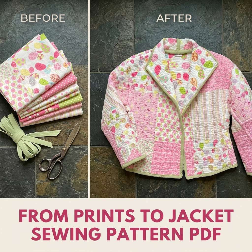 Girls Pink Patchwork Quilted Jacket Sewing Pattern PDF – Kids Quilt Coat