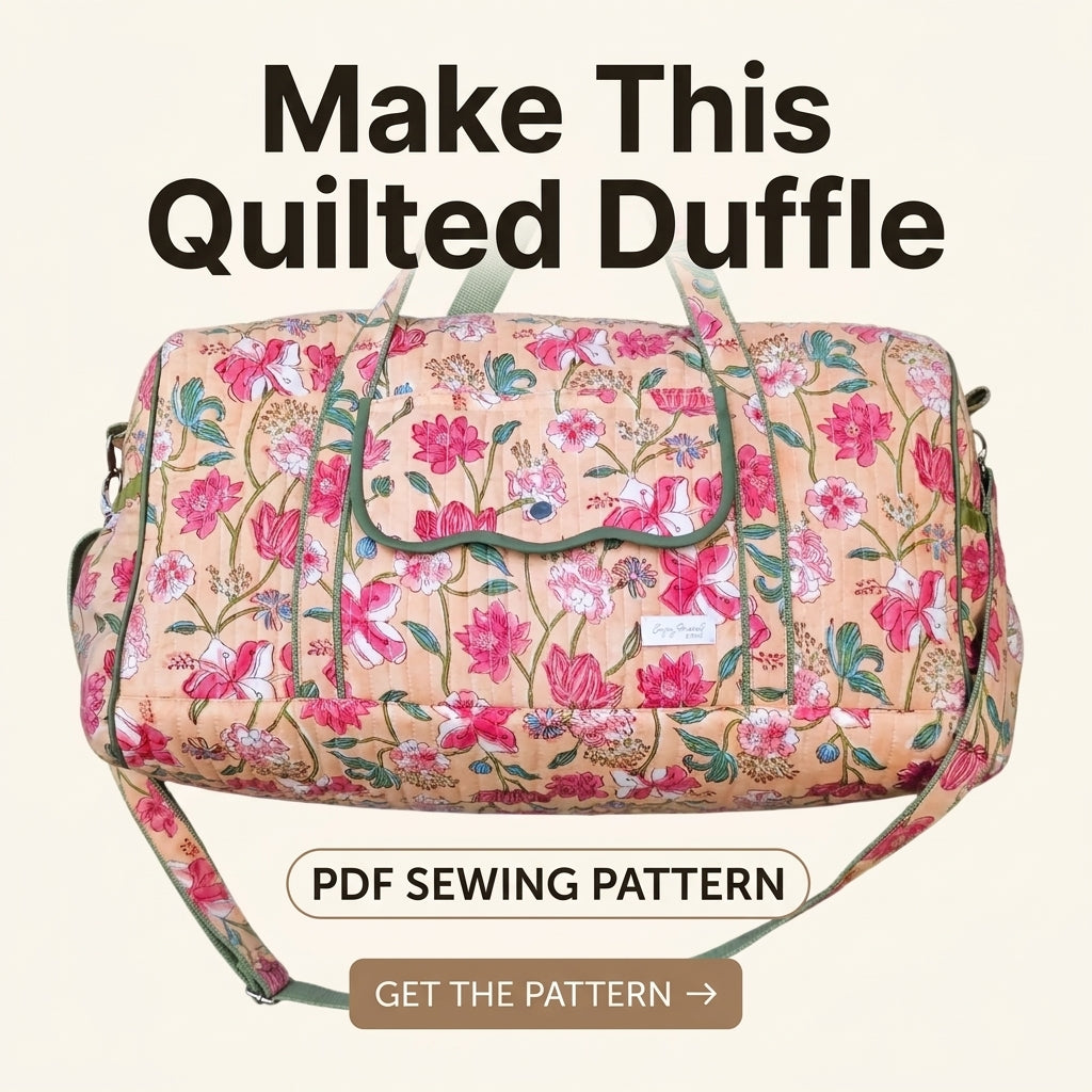 Quilted Duffle Bag Sewing Pattern — Weekender with Front Flap Pocket, Video Tutorial, English and French, A0 and A4 PDF