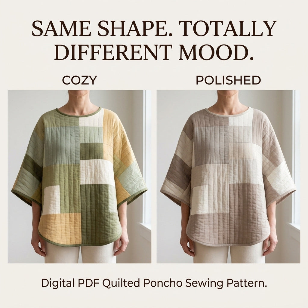 Easy Quilted Poncho – PDF Sewing Pattern