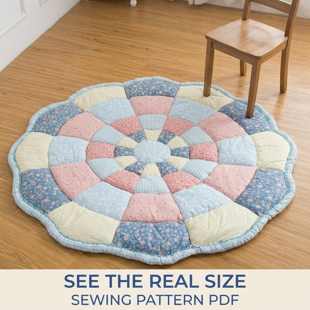 Puffy Patchwork Round Floor Mat Sewing Pattern PDF – Puffy Patchwork Play Mat