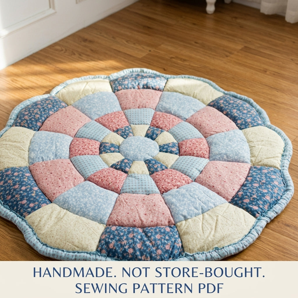 Puffy Patchwork Round Floor Mat Sewing Pattern PDF – Puffy Patchwork Play Mat