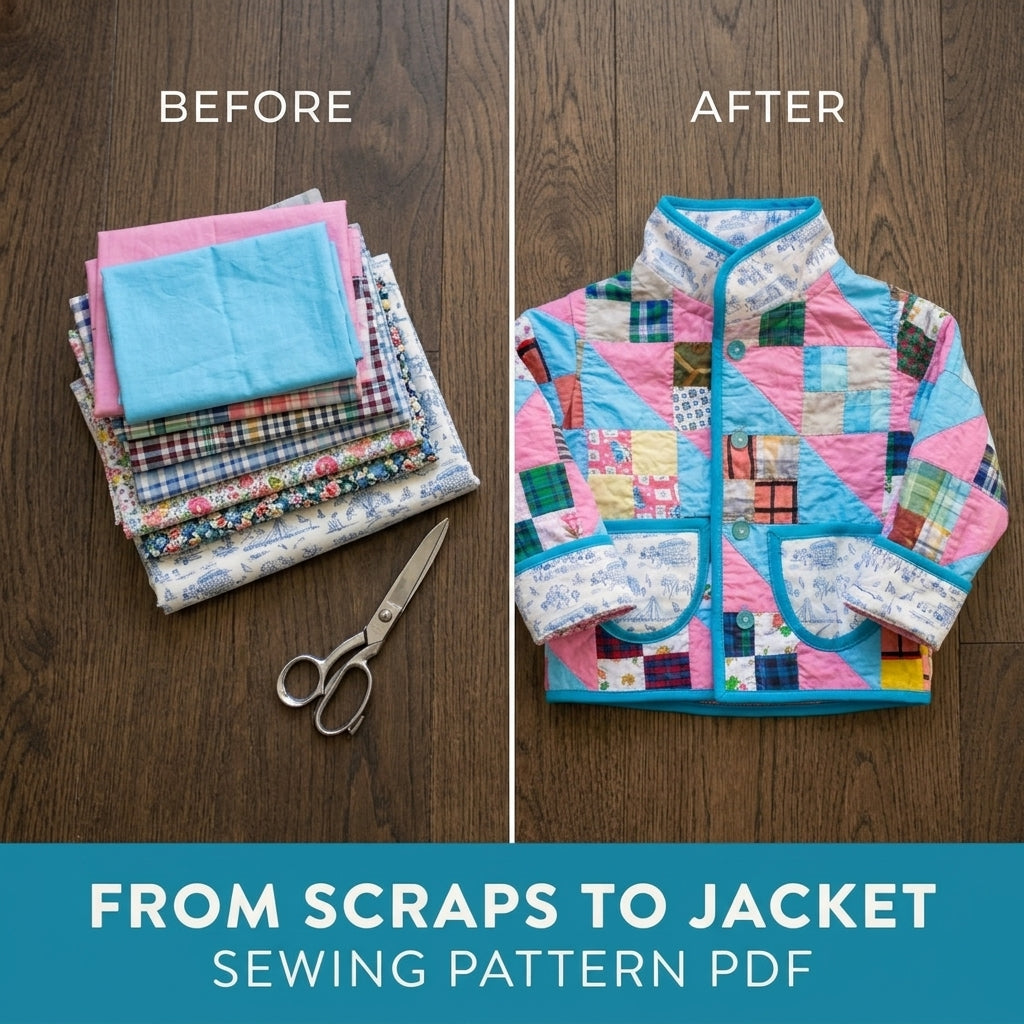 Kids Patchwork Quilt Jacket Sewing Pattern PDF – Children's Quilted Coat