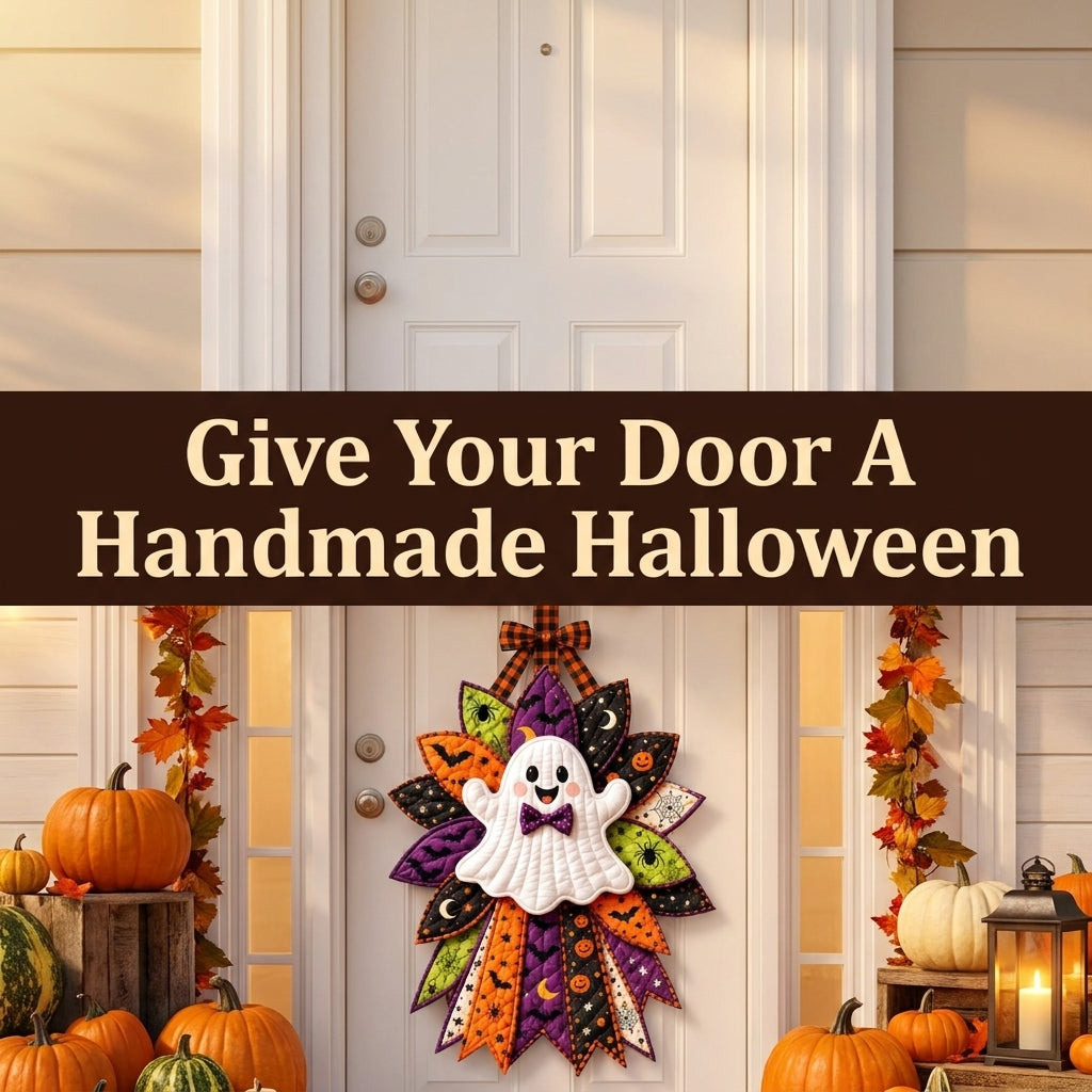 Halloween Door Hanger Patterns — 3 Quilted Fabric Designs in One PDF, Witch Hat, Ghost and Pumpkin, Beginner Friendly