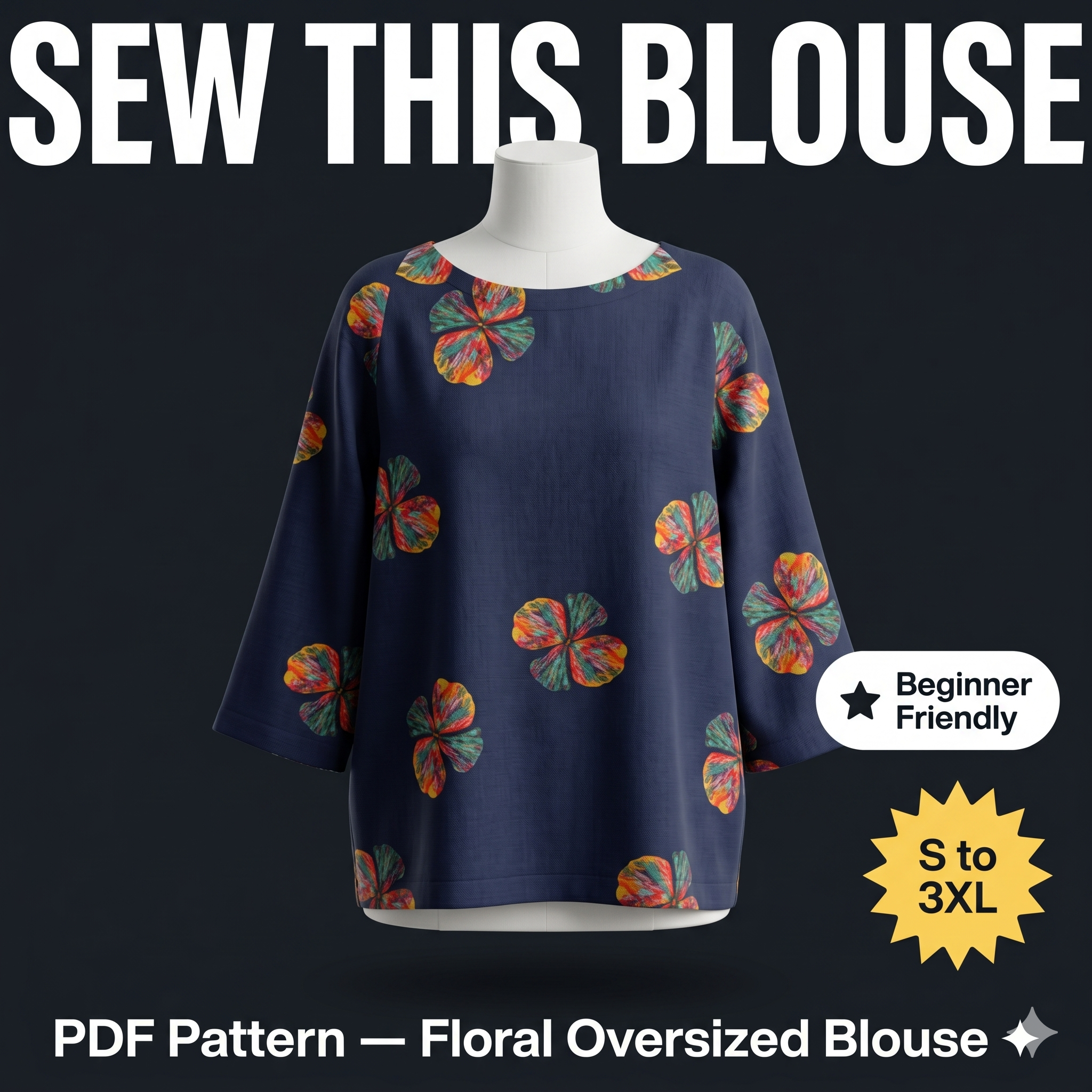 Floral Cotton Shirt β Instant Download PDF Sewing Pattern