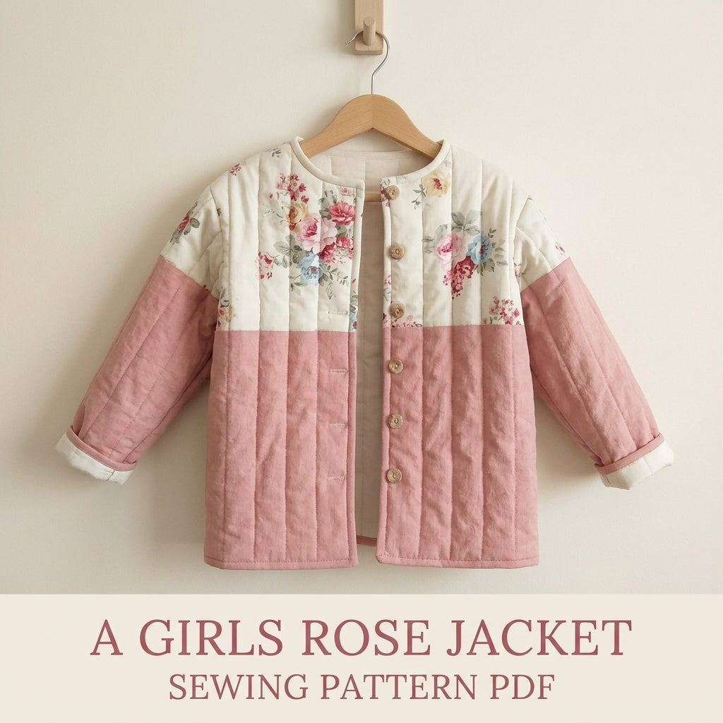 Girls Rose Quilted Jacket Sewing Pattern PDF – Kids Quilted Coat