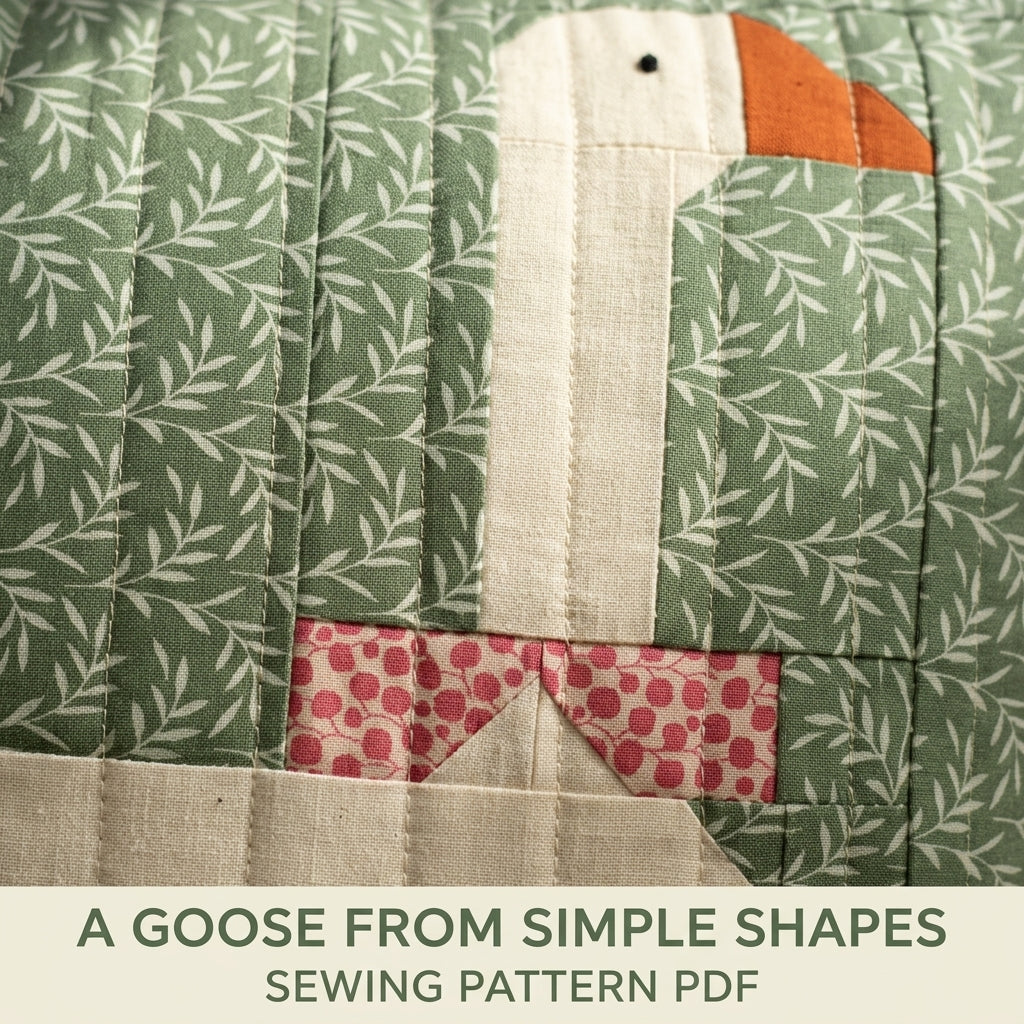 Goose Patchwork Cushion Sewing Pattern PDF – Pieced Goose Pillow with Bow