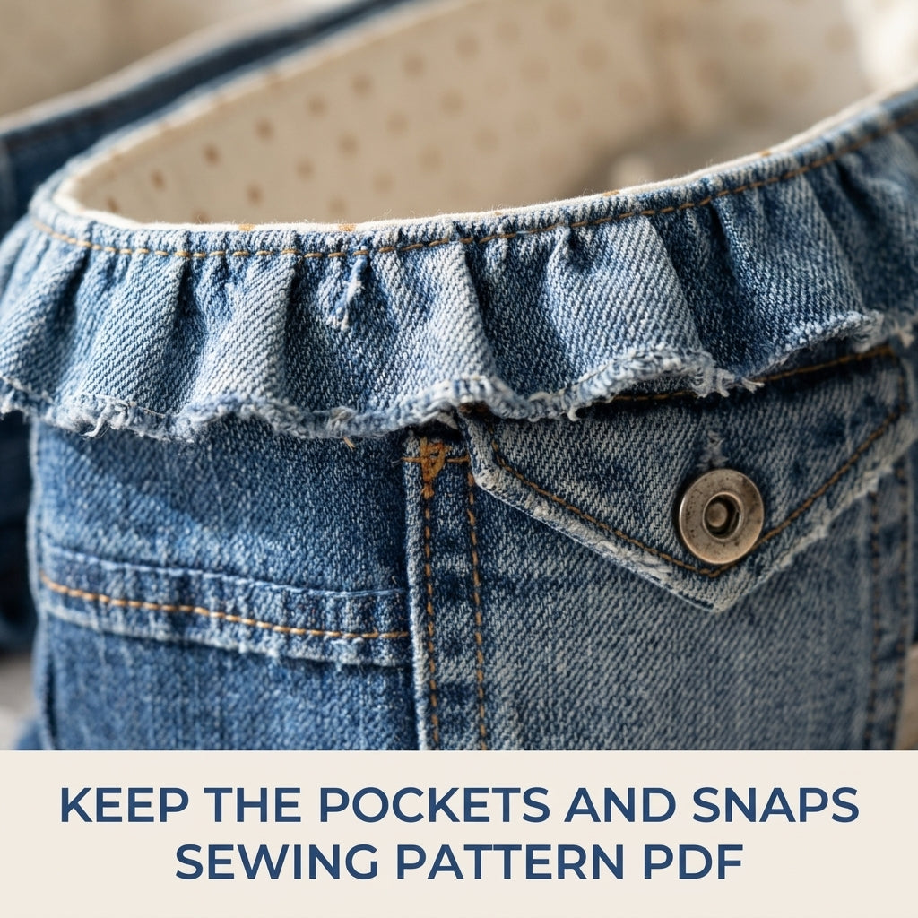 Ruffled Denim Kitchen Basket Set Sewing Pattern PDF – Bread Basket and Cutlery Trays