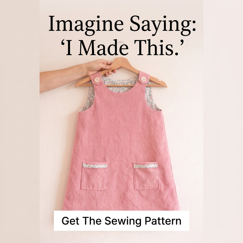 Girls' Pinafore Dress Sewing Pattern — Lined A-Line Pinafore with Patch Pockets, Ages 1–10, PDF Download