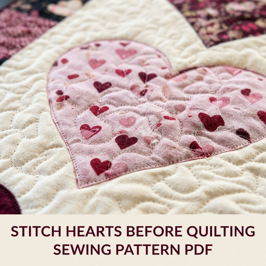 Heart Appliqué Table Runner Sewing Pattern PDF – Valentine Appliqué Quilted Runner