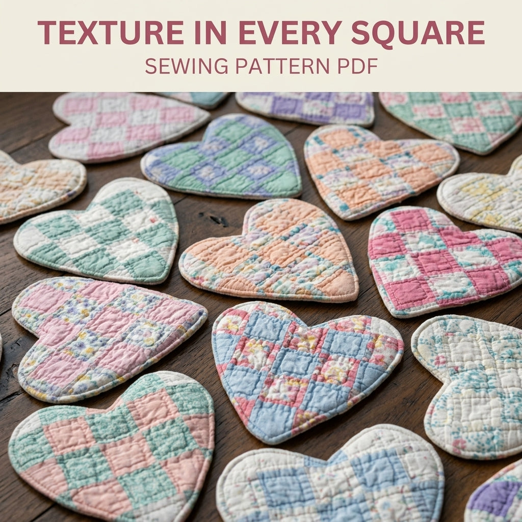Patchwork Heart Coasters Sewing Pattern PDF – Quilted Heart Mug Rugs from Scraps