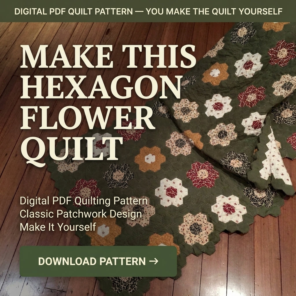 Grandmother's Flower Garden Hexagon Quilt Pattern | English Paper Piecing Hexie Quilt | Vintage Rosette Design | PDF Instant Download