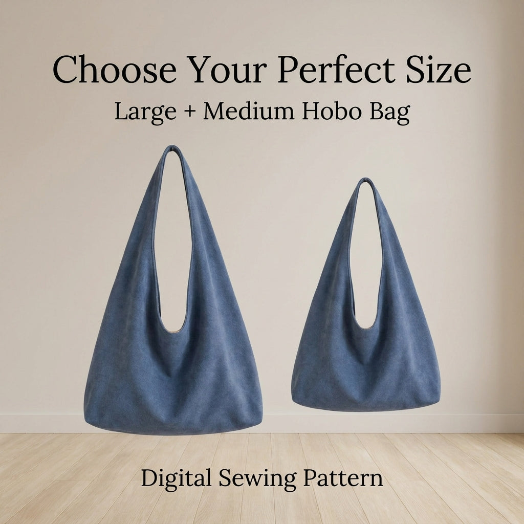 Reversible Hobo Bag PDF Sewing Pattern | Large & Medium Slouchy Shoulder Bag | Beginner Bag Sewing | Instant Download