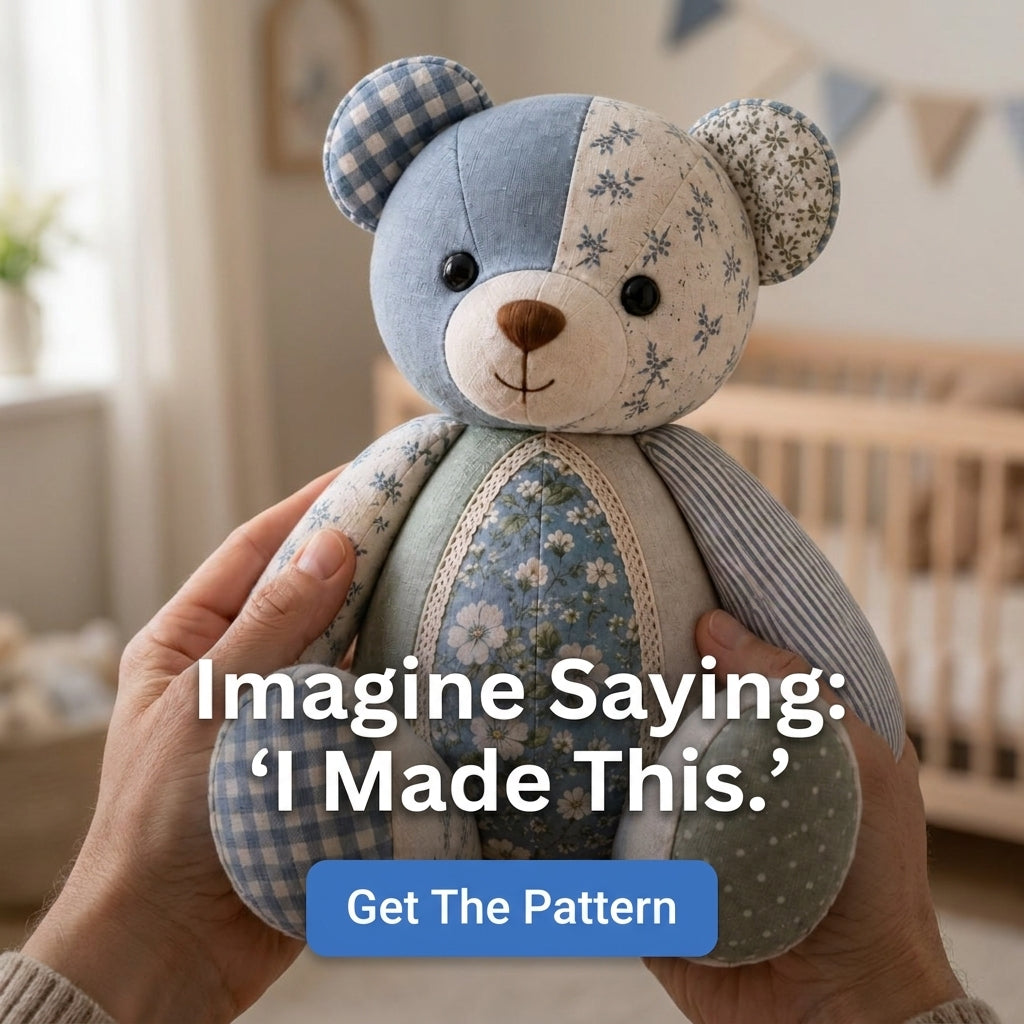 Memory Bear Sewing Pattern — Patchwork Teddy Made From Keepsake Fabrics, Full-Size Templates, PDF Download