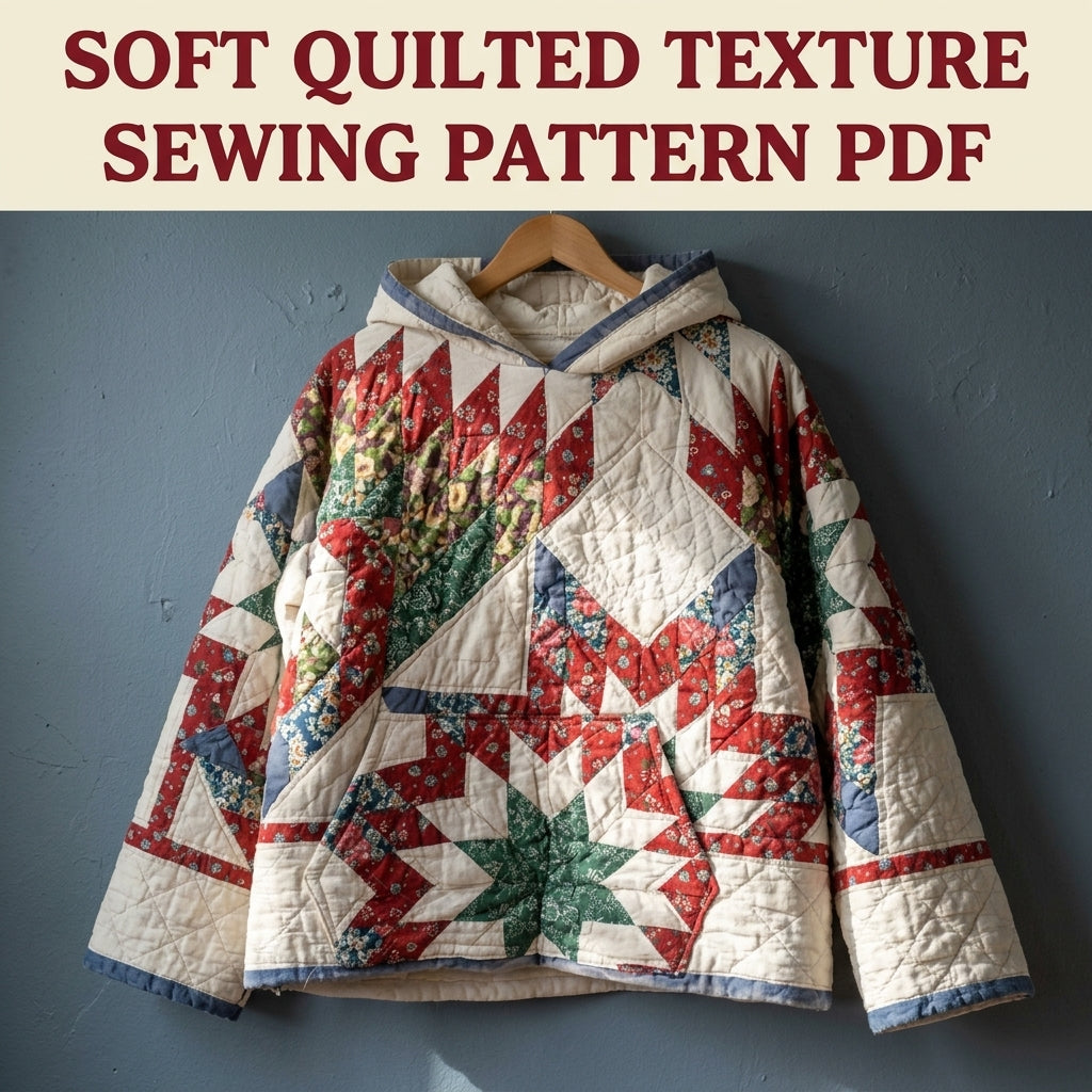 Star Quilt Hoodie Sewing Pattern PDF – Cropped Quilted Hoodie from a Quilt