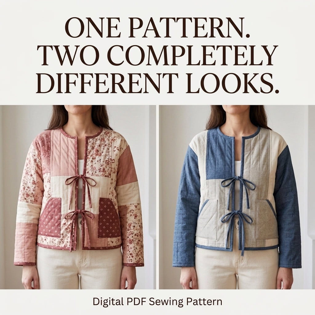 Tie-Front Quilted Jacket – PDF Sewing Pattern