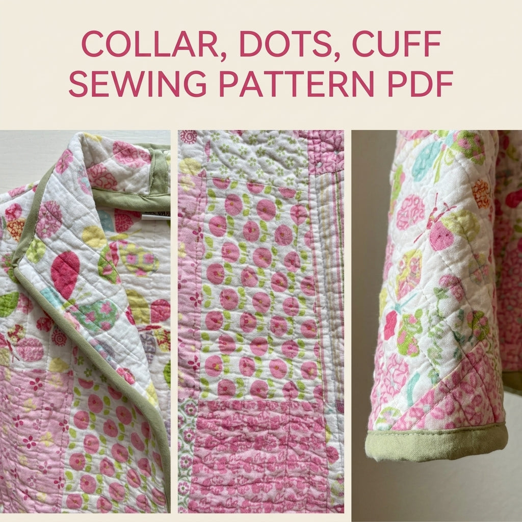 Girls Pink Patchwork Quilted Jacket Sewing Pattern PDF – Kids Quilt Coat