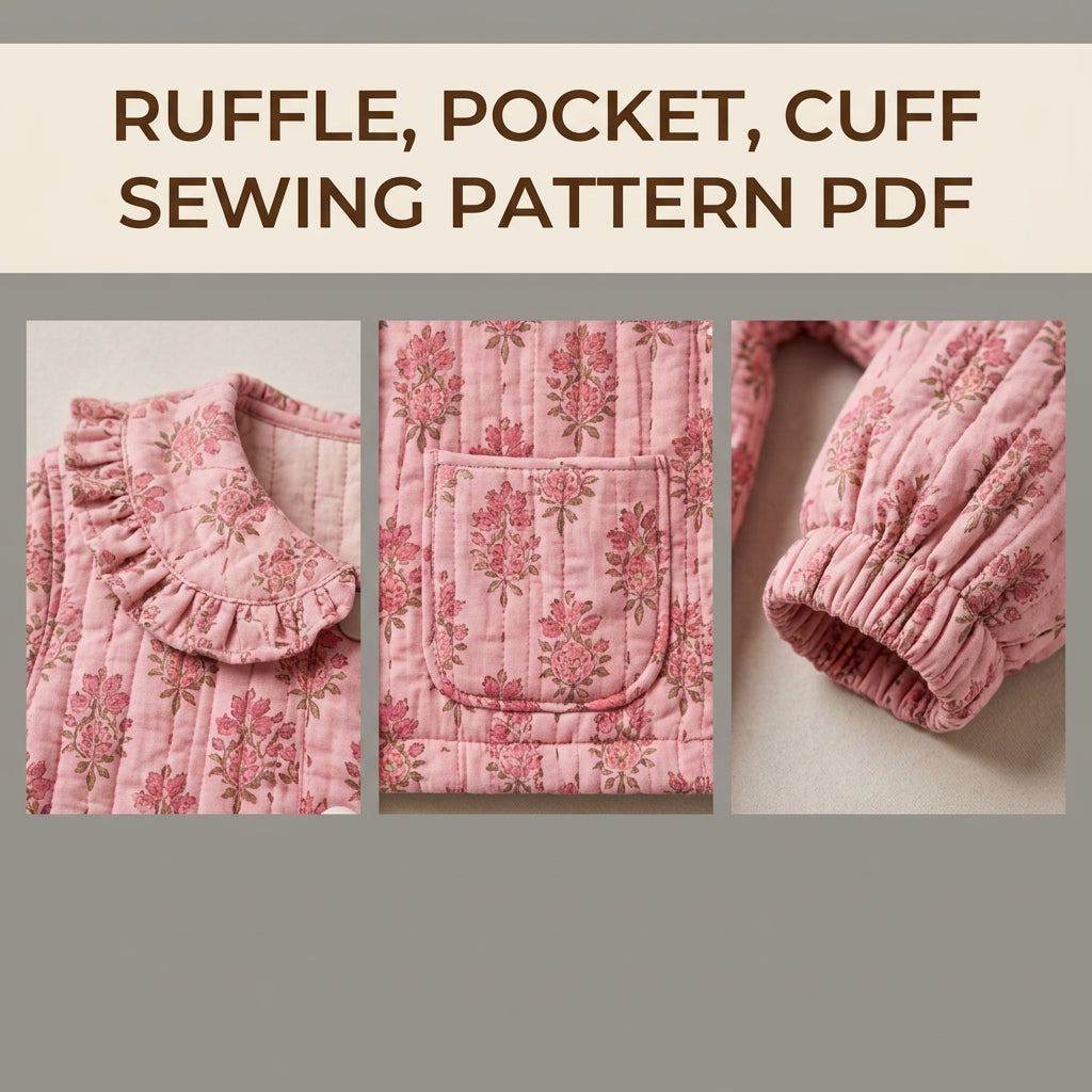 Kids Ruffle Collar Jacket Sewing Pattern PDF – Quilted Child's Jacket with Snaps