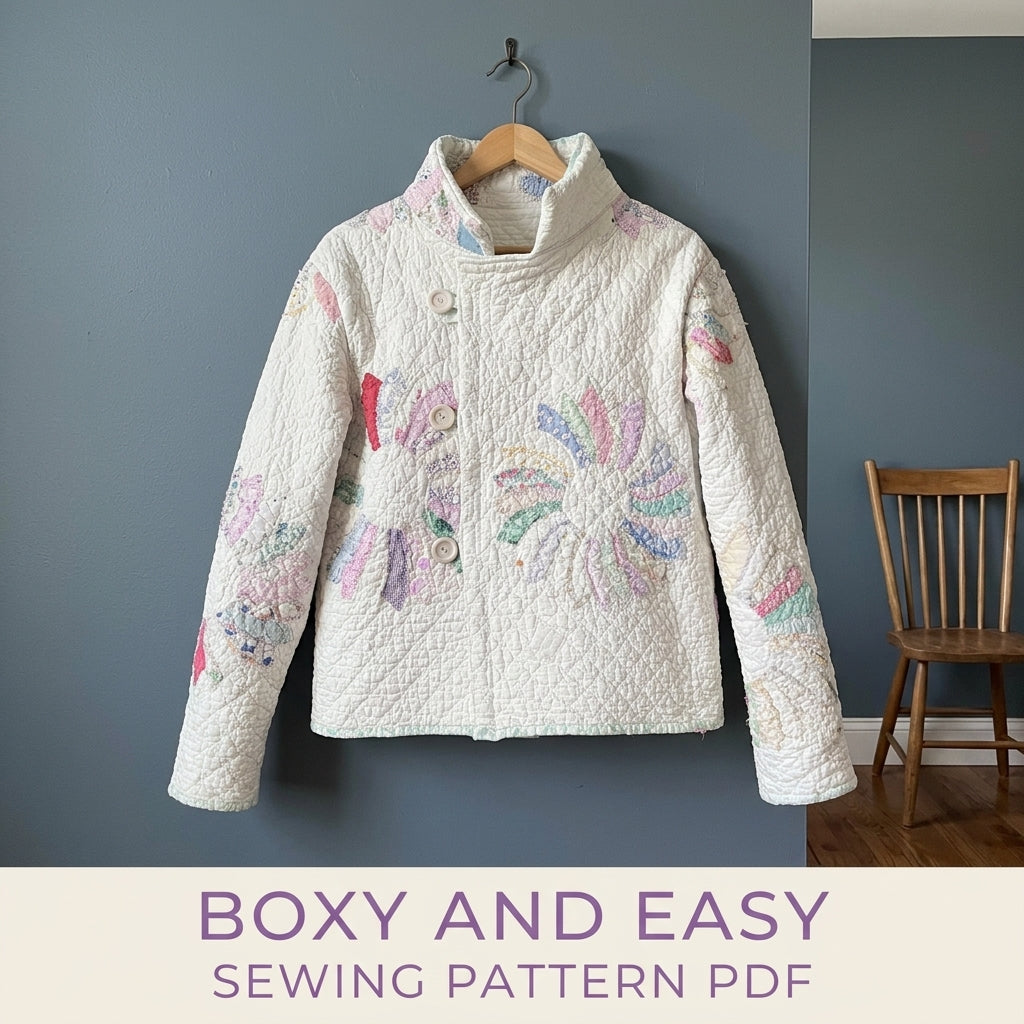 Dresden Plate Quilt Jacket Sewing Pattern PDF – Upcycled Quilt Coat