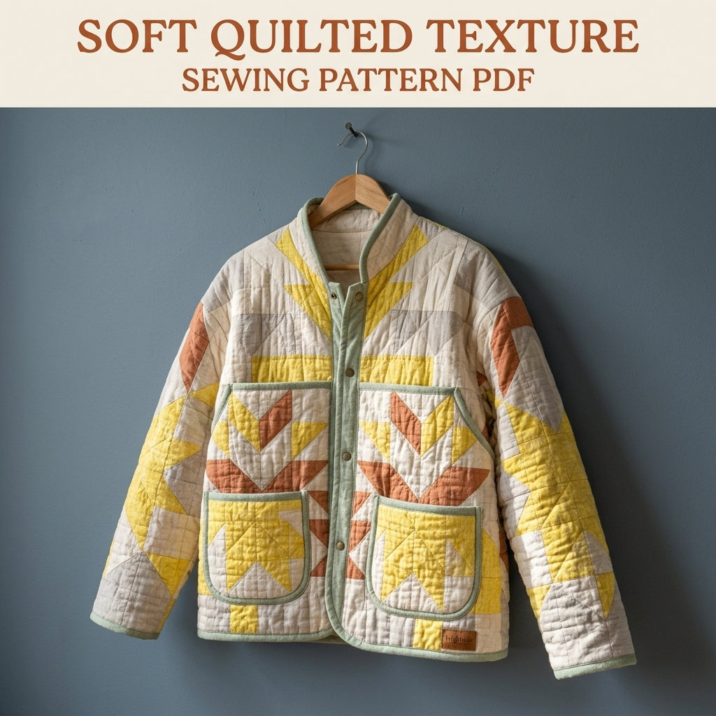 Lemon Star Quilt Jacket Sewing Pattern PDF – Boxy Quilted Coat
