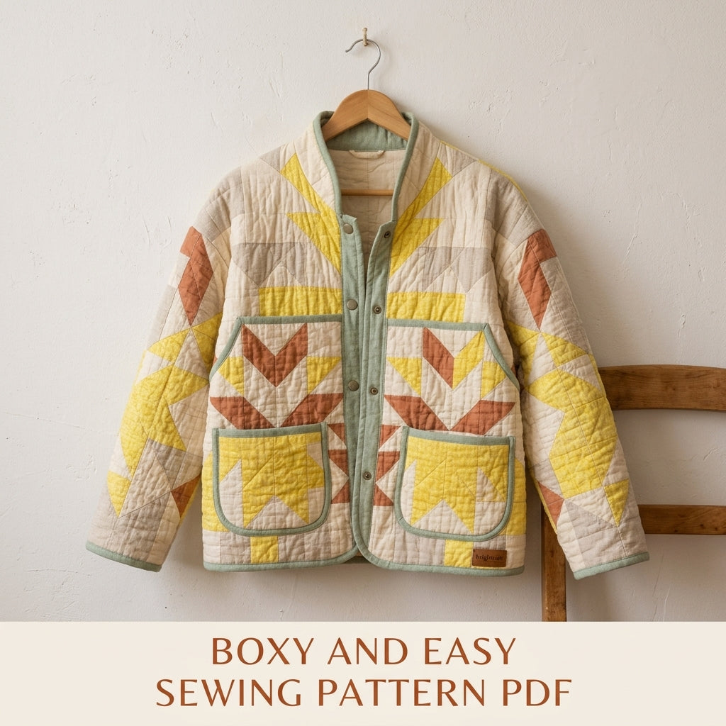 Lemon Star Quilt Jacket Sewing Pattern PDF – Boxy Quilted Coat