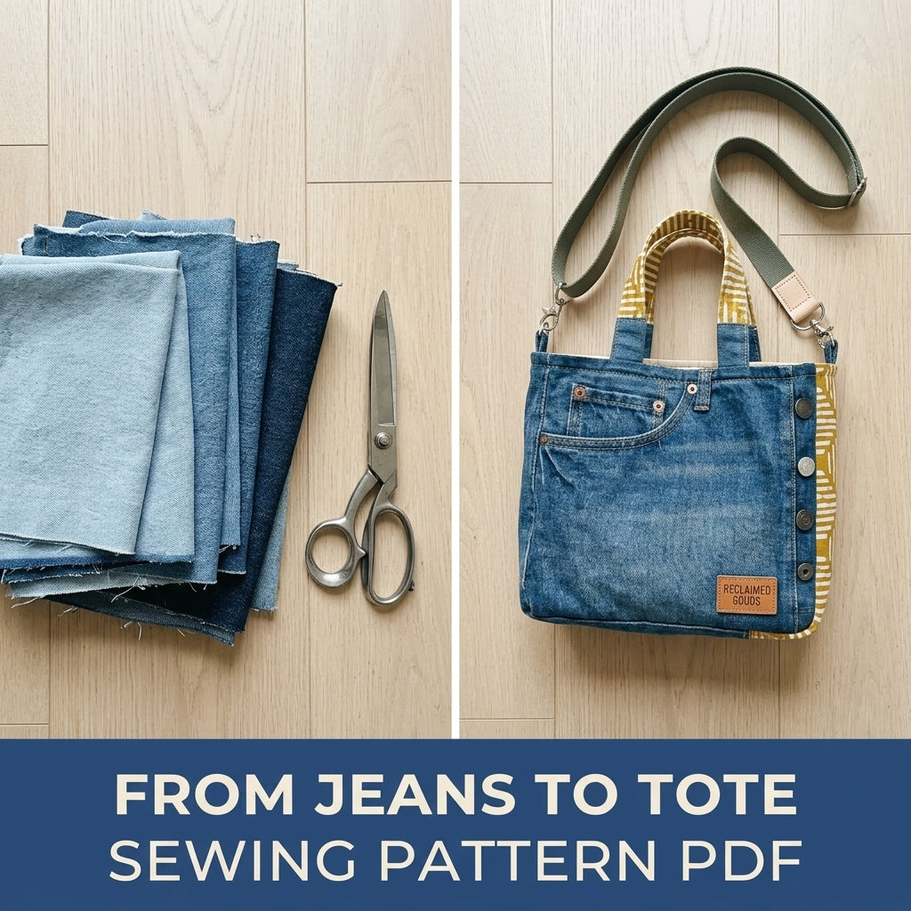 Jeans Pocket Mini Tote Sewing Pattern PDF – Upcycled Denim Crossbody