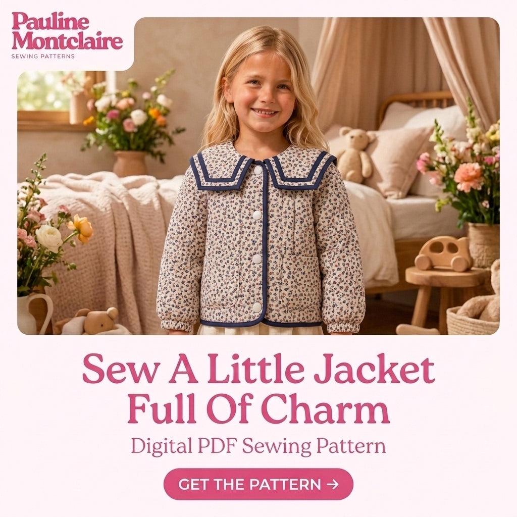 Children's Sailor Collar Jacket Sewing Pattern PDF – Quilted Girls' Jacket with Bias Binding
