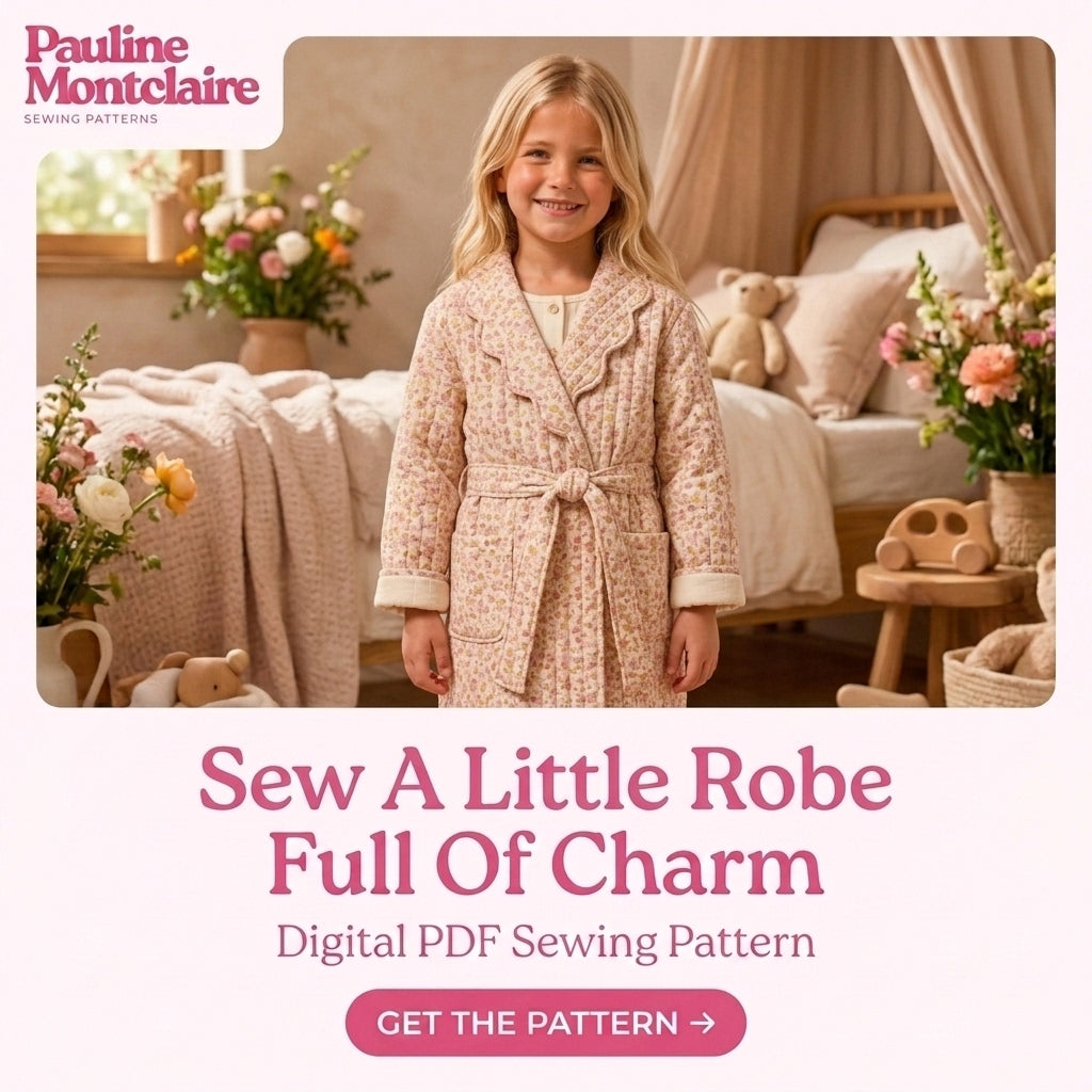 Children's Quilted Robe Sewing Pattern PDF – Girls' Dressing Gown with Scalloped Collar