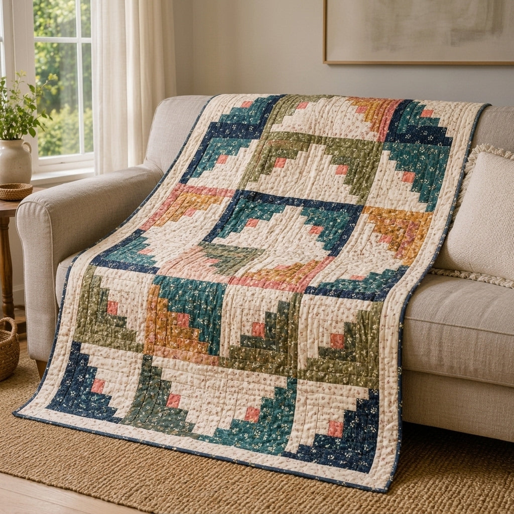 Log Cabin Quilt Pattern PDF – Traditional Strip Pieced Throw Quilt