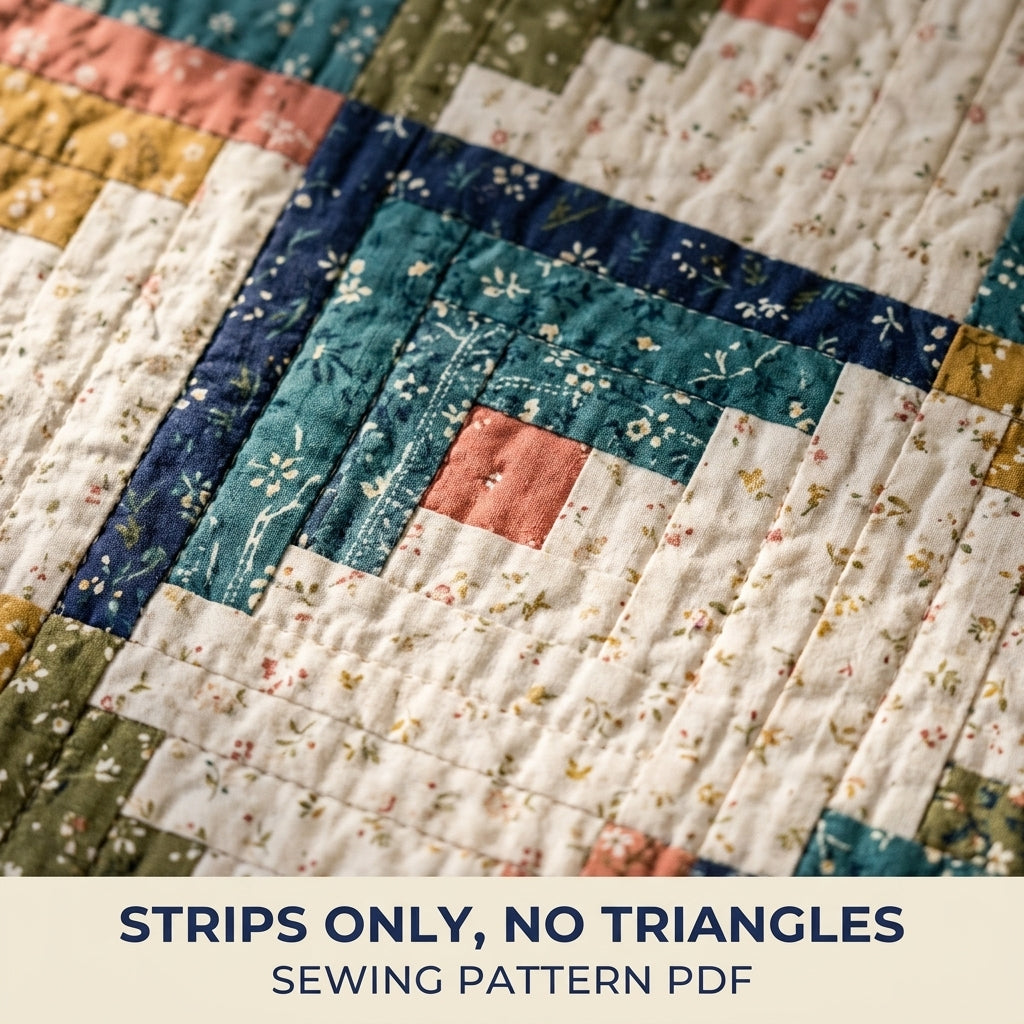 Log Cabin Quilt Pattern PDF – Traditional Strip Pieced Throw Quilt