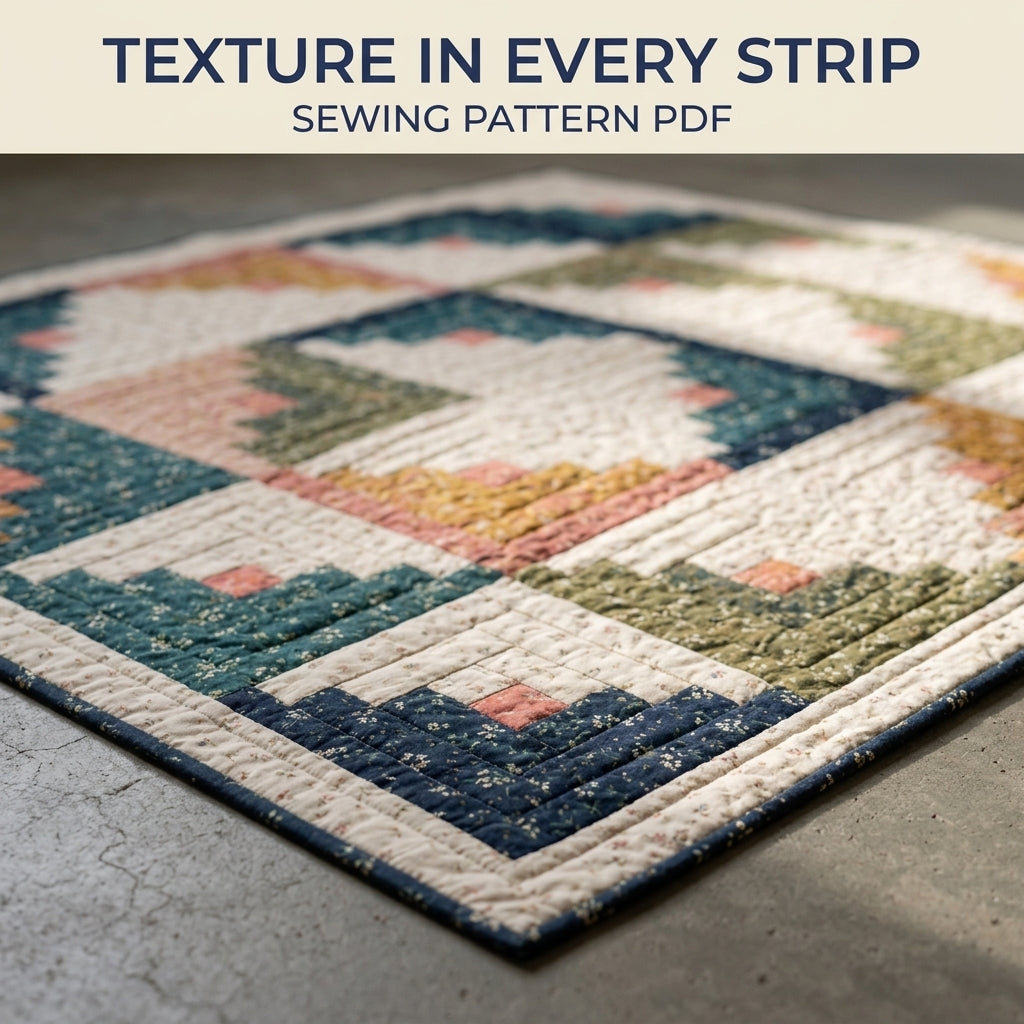 Log Cabin Quilt Pattern PDF – Traditional Strip Pieced Throw Quilt