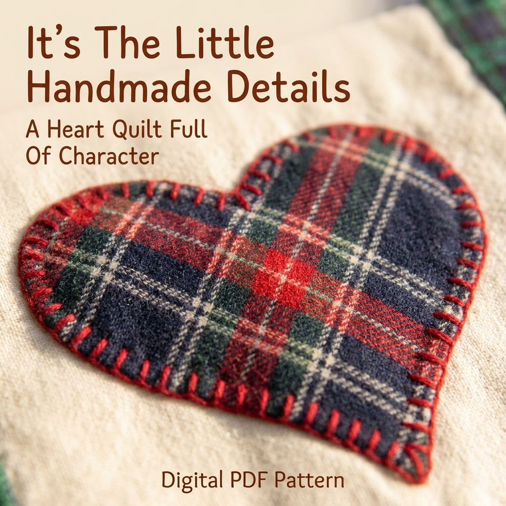 Plaid Heart Appliqué Quilt Pattern – Cozy Patchwork Wall Hanging