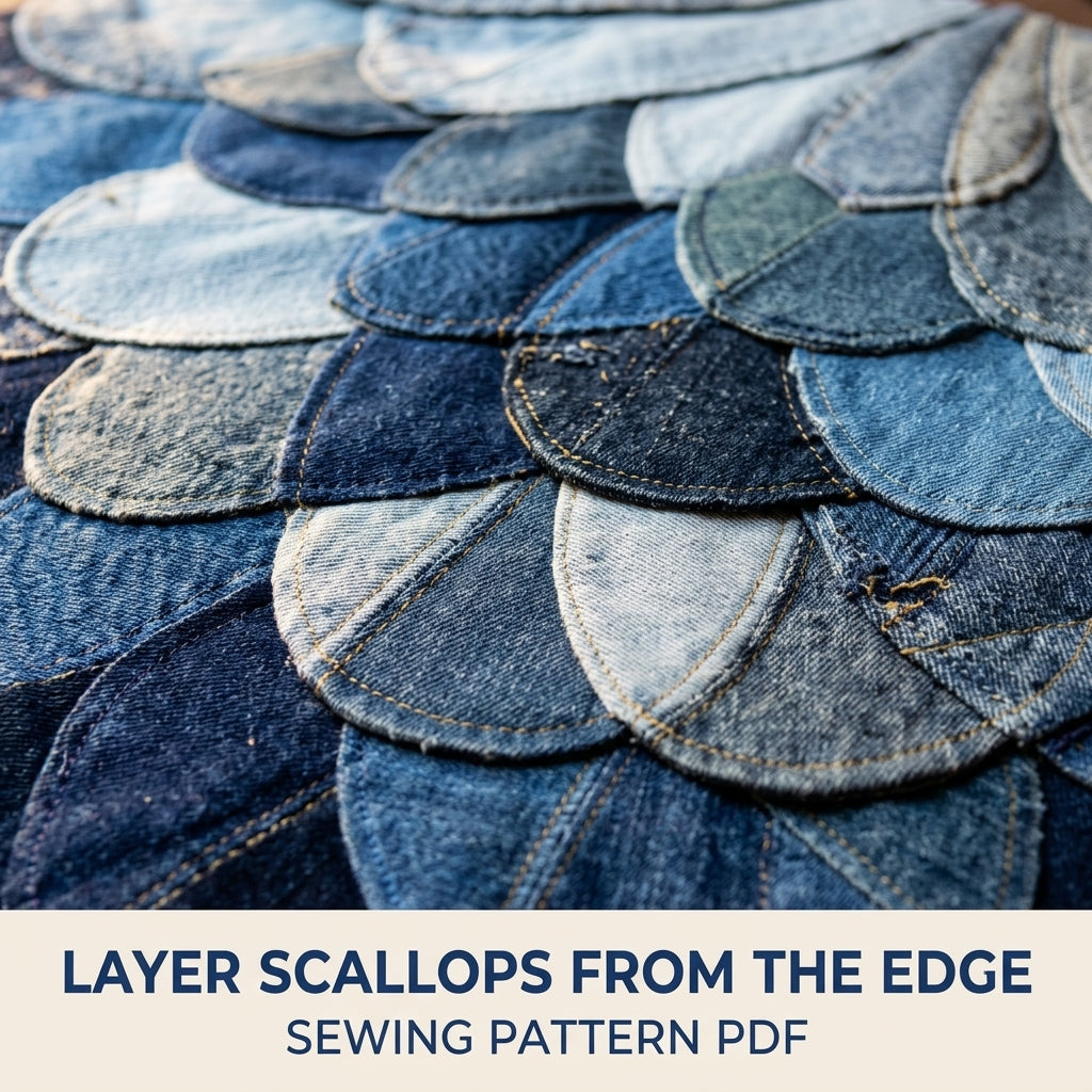 Denim Scallop Half Moon Rug Sewing Pattern PDF – Upcycled Jeans Doormat
