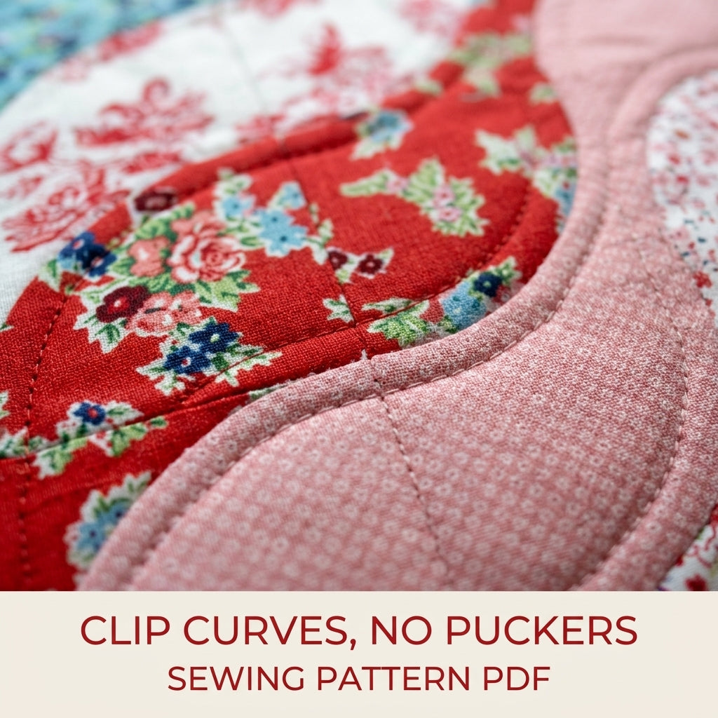 Wave Patchwork Cushion Sewing Pattern PDF – Curved Piecing Pillow