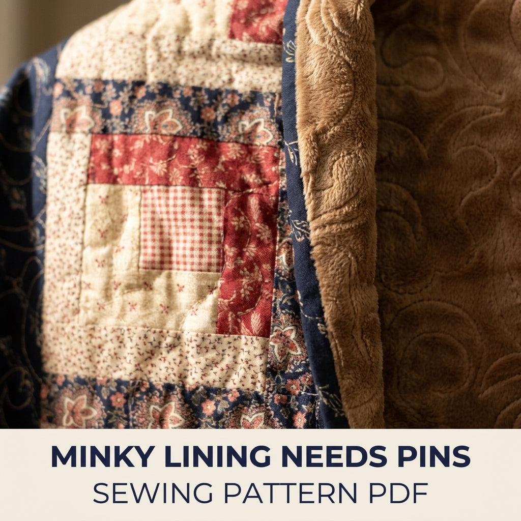 Log Cabin Quilted Shawl Wrap Sewing Pattern PDF – Log Cabin Wrap with Minky Lining