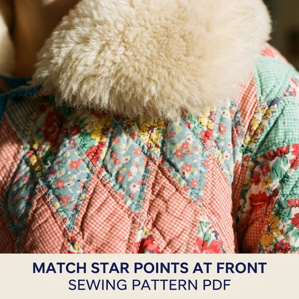 Star Quilt Jacket with Fleece Collar Sewing Pattern PDF – Upcycled Quilt Coat