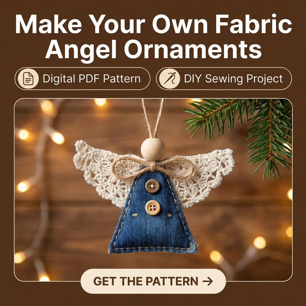 Denim Angel Ornament PDF Sewing Pattern | Upcycled Jeans Christmas Decorations | Scrap-Busting Beginner Project | Instant Download