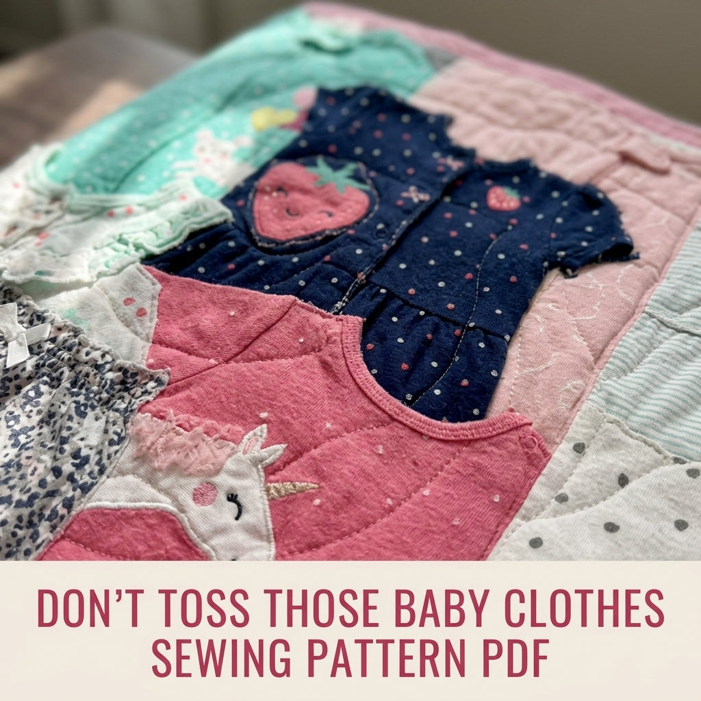 Baby Clothes Memory Quilt Sewing Pattern PDF – Keepsake Quilt from Onesies