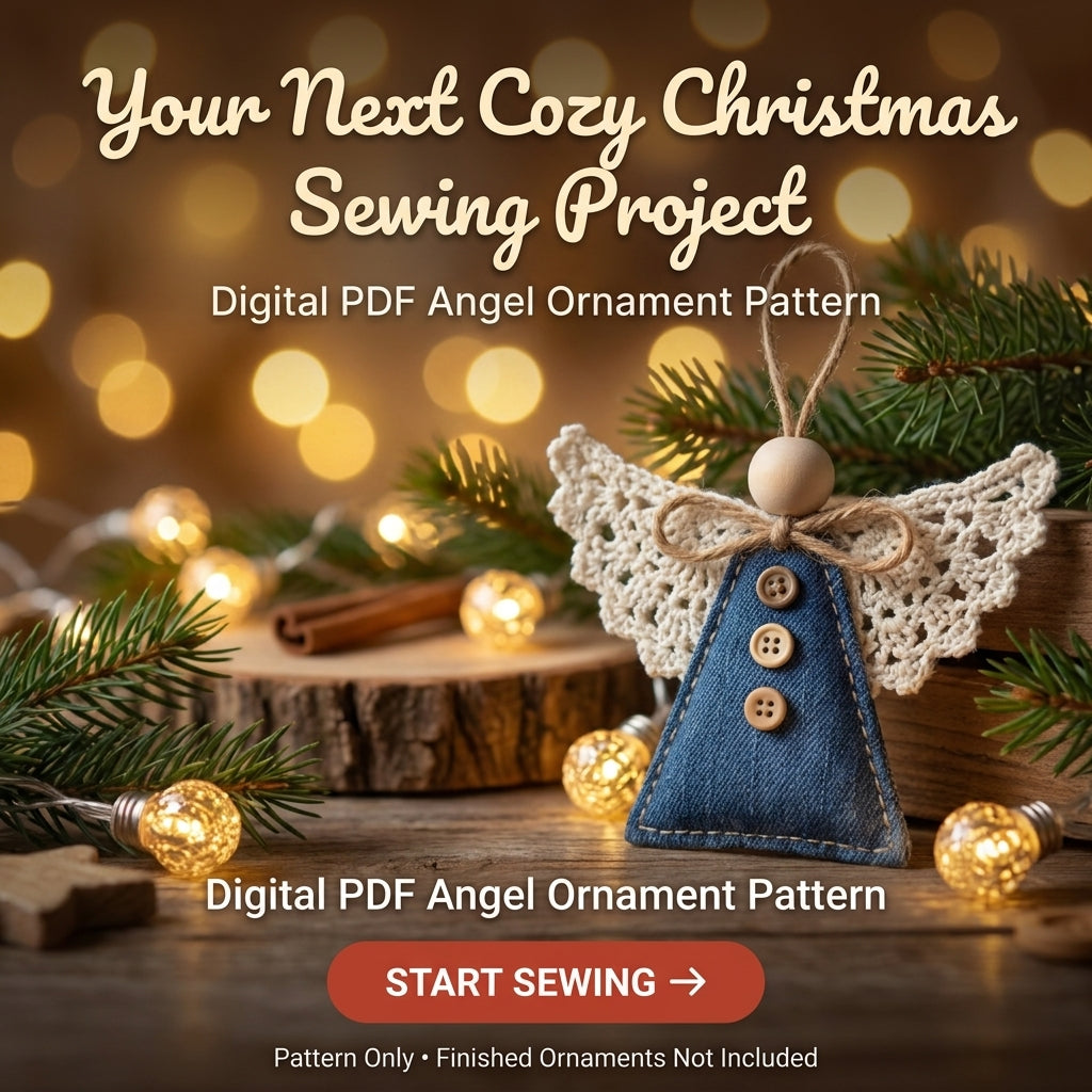 Denim Angel Ornament PDF Sewing Pattern | Upcycled Jeans Christmas Decorations | Scrap-Busting Beginner Project | Instant Download