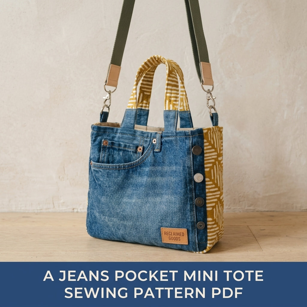 Jeans Pocket Mini Tote Sewing Pattern PDF – Upcycled Denim Crossbody