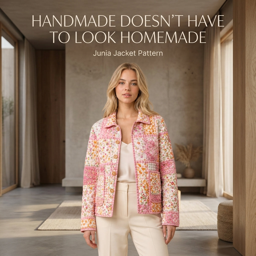 Quilted Patchwork Jacket Sewing Pattern — Oversized Chore Jacket with Collar and Patch Pockets, Sizes XS–3XL, PDF Download