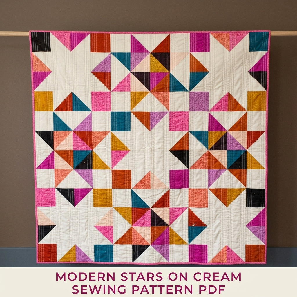 Modern Big Star Quilt Pattern PDF – Bold Half-Square Triangle Star Quilt