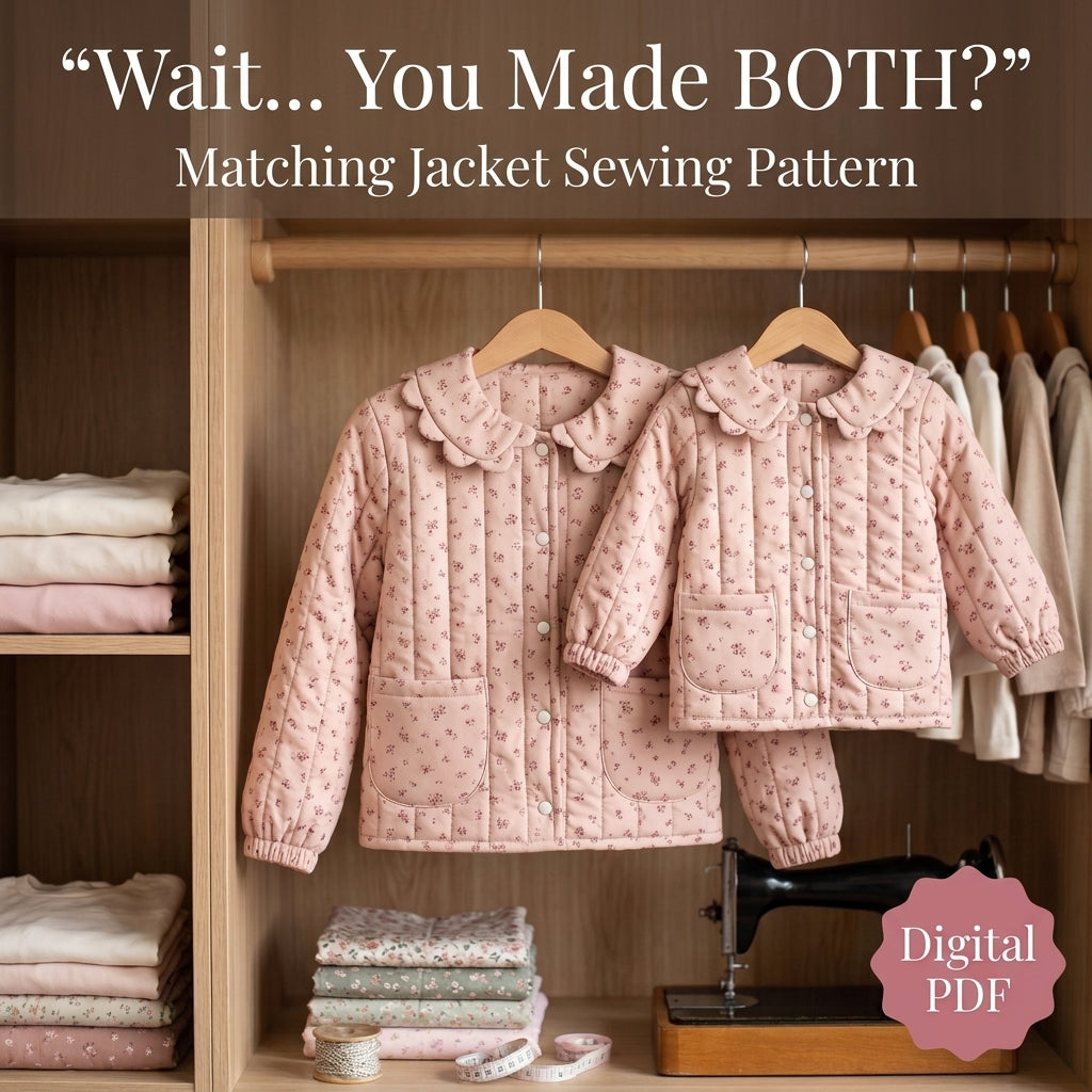 Matching Mom and Child Quilted Jacket Sewing Pattern – Scalloped Collar