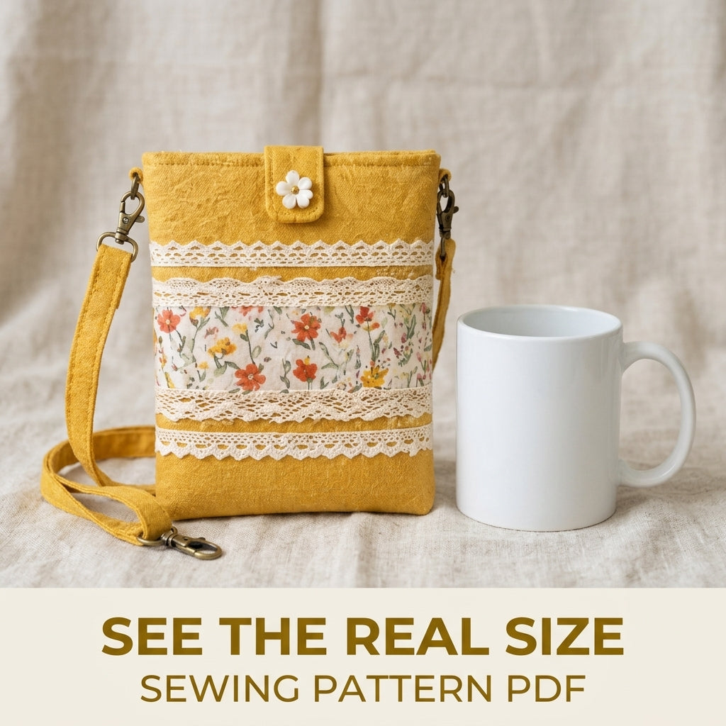 Lace Band Phone Crossbody Bag Sewing Pattern PDF – Small Phone Purse