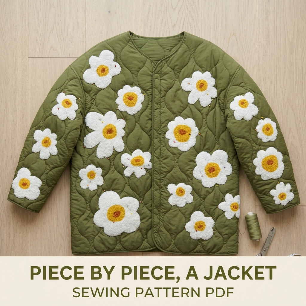 Daisy Quilted Liner Jacket Sewing Pattern PDF – Collarless Quilted Jacket