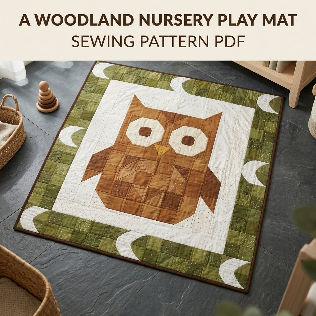Owl Baby Quilt Pattern PDF – Woodland Pieced Nursery Quilt with Green Border