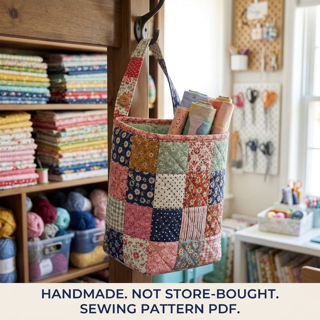 Patchwork Car Seat Bag Sewing Pattern PDF – Quilted Hanging Car Organiser