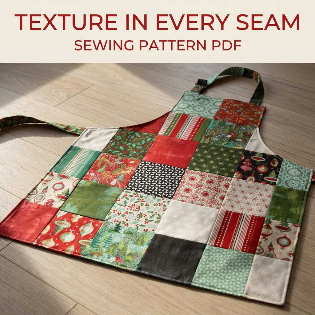 Christmas Patchwork Apron Sewing Pattern PDF – Charm Square Holiday Apron