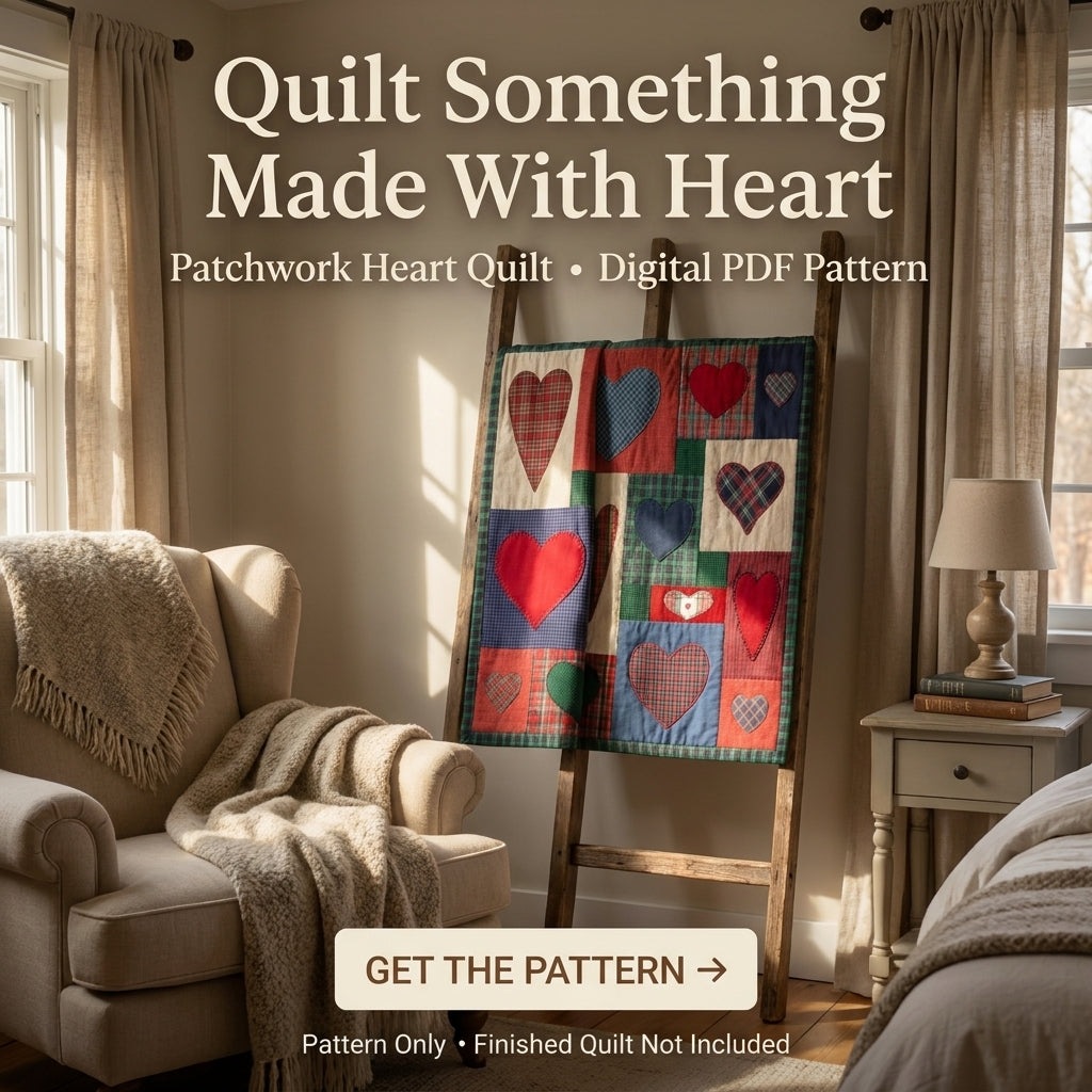 Plaid Heart Appliqué Quilt Pattern – Cozy Patchwork Wall Hanging