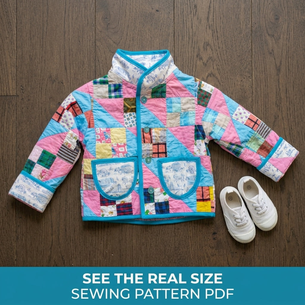 Kids Patchwork Quilt Jacket Sewing Pattern PDF – Children's Quilted Coat