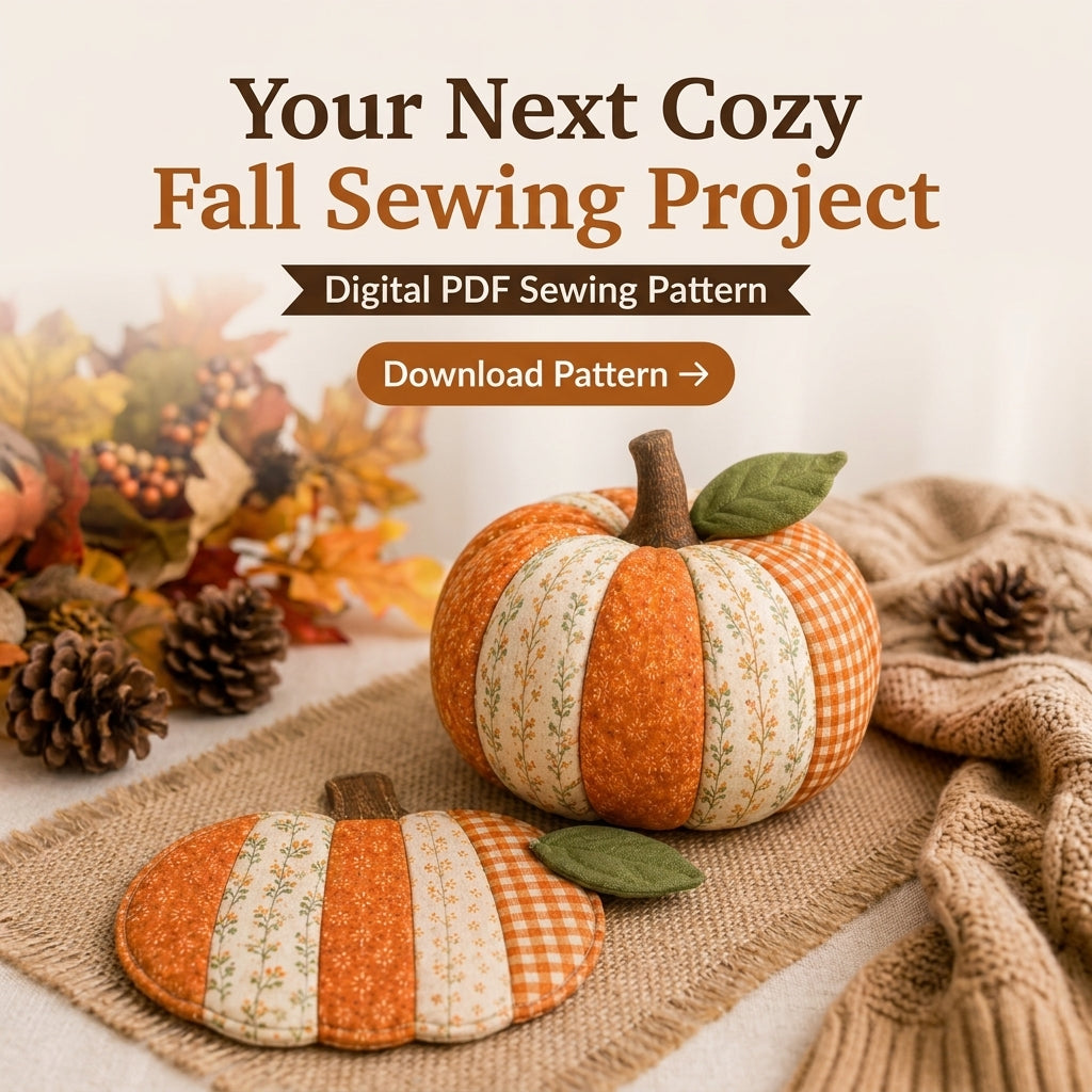 Patchwork Pumpkin Sewing Pattern — 3D Fabric Pumpkin and Flat Décor Mat, Two Projects, Beginner Friendly, PDF Download